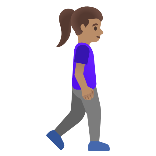 woman walking: medium skin tone, facing right — Google