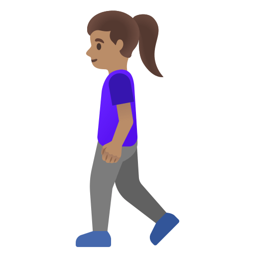 woman walking: medium skin tone — Google