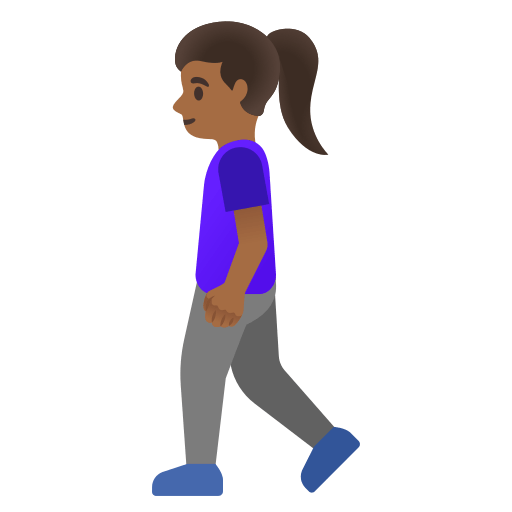 woman walking: medium-dark skin tone — Google