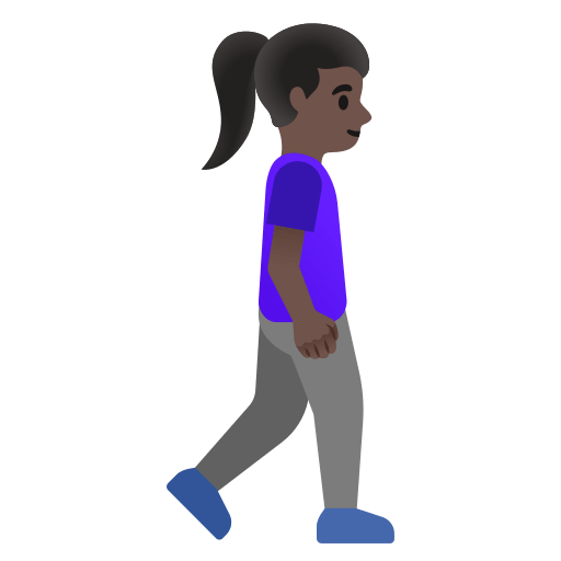 woman walking: dark skin tone, facing right — Google