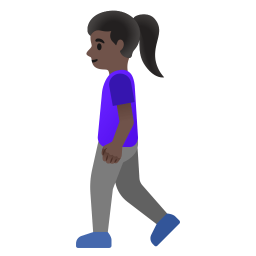 woman walking: dark skin tone — Google
