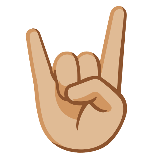 sign of the horns: medium-light skin tone — Google