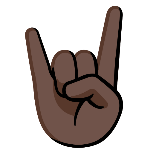 sign of the horns: dark skin tone — Google
