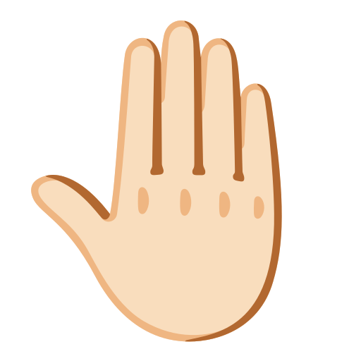 raised back of hand: light skin tone — Google