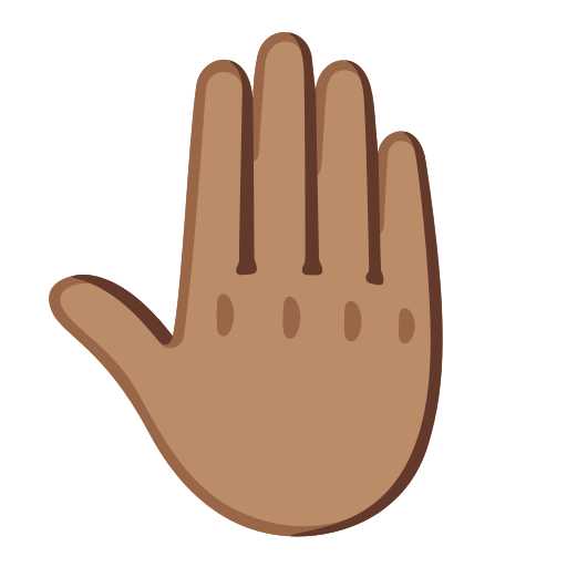 raised back of hand: medium skin tone — Google