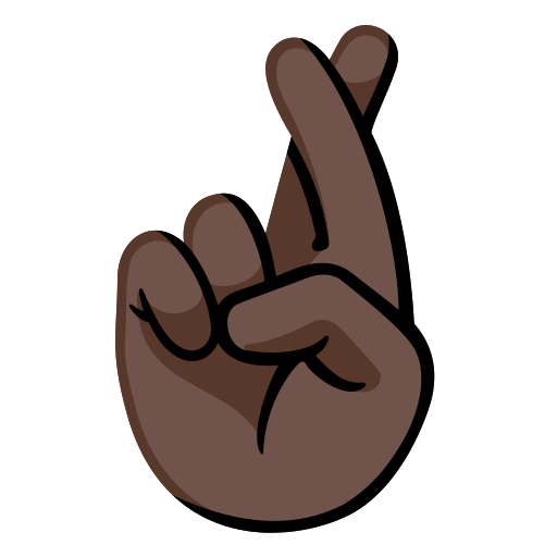 crossed fingers: dark skin tone — Google