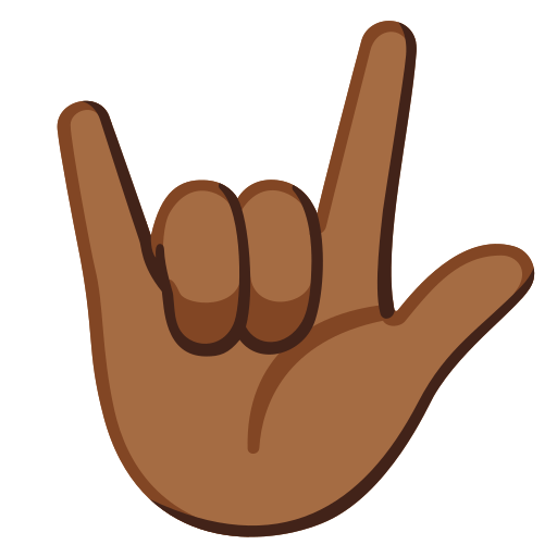 love-you gesture: medium-dark skin tone — Google