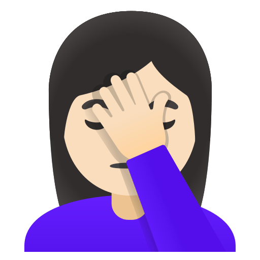 woman facepalming: light skin tone — Google