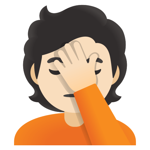 person facepalming: light skin tone — Google