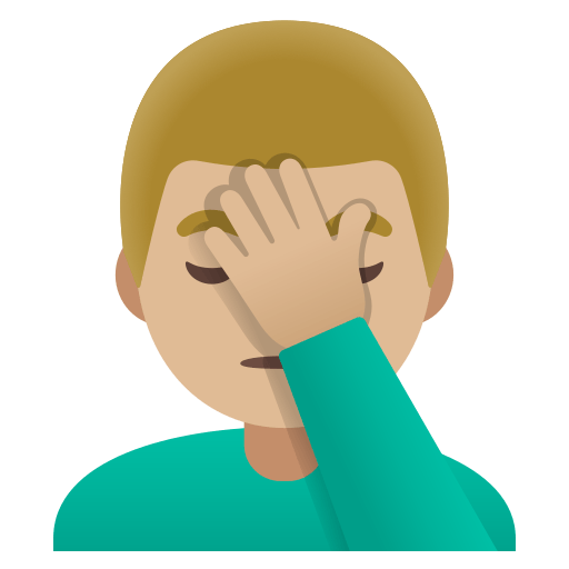 man facepalming: medium-light skin tone — Google