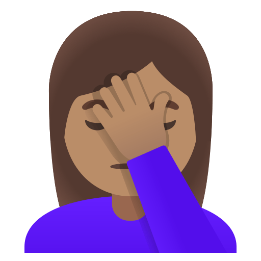 woman facepalming: medium skin tone — Google