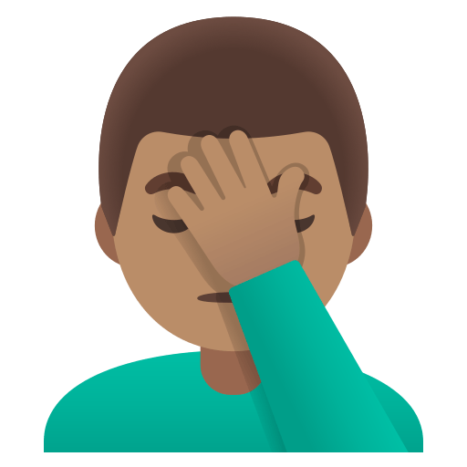 man facepalming: medium skin tone — Google