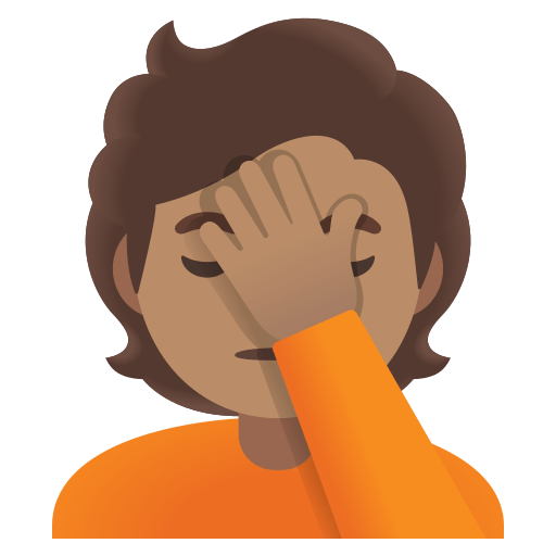 person facepalming: medium skin tone — Google