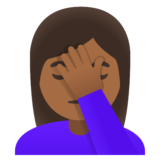 woman facepalming: medium-dark skin tone — Google