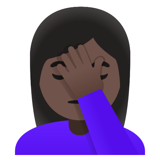 woman facepalming: dark skin tone — Google