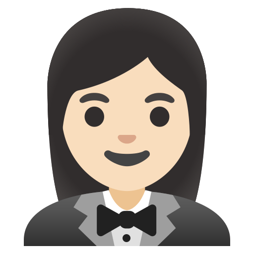 woman in tuxedo: light skin tone — Google