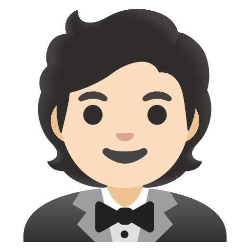 person in tuxedo: light skin tone — Google