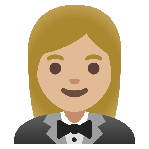 woman in tuxedo: medium-light skin tone — Google