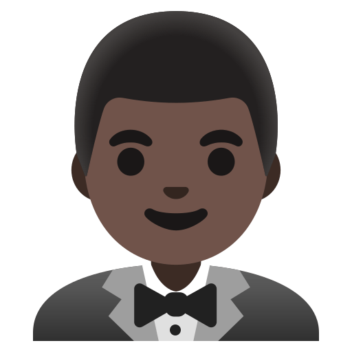 man in tuxedo: dark skin tone — Google