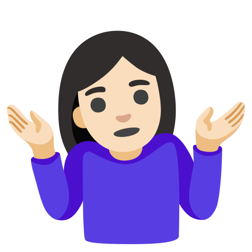 woman shrugging: light skin tone — Google