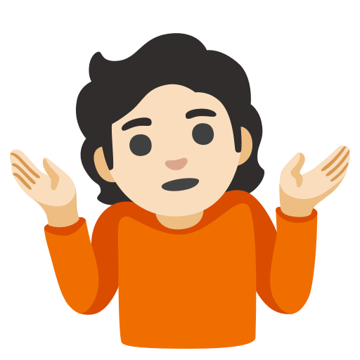 person shrugging: light skin tone — Google