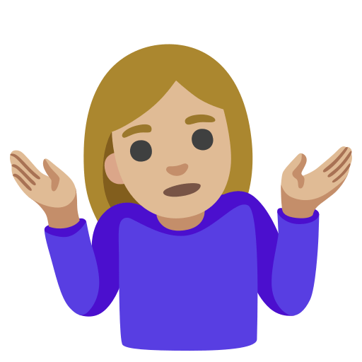 woman shrugging: medium-light skin tone — Google
