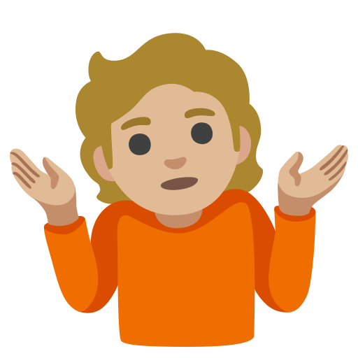 person shrugging: medium-light skin tone — Google