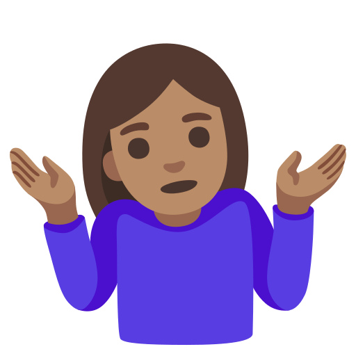 woman shrugging: medium skin tone — Google