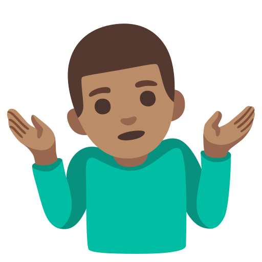 man shrugging: medium skin tone — Google