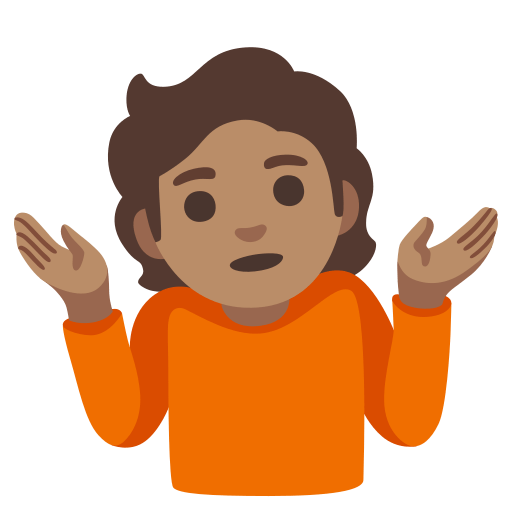 person shrugging: medium skin tone — Google