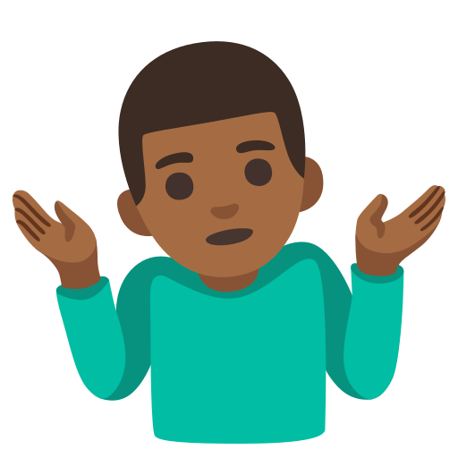 man shrugging: medium-dark skin tone — Google