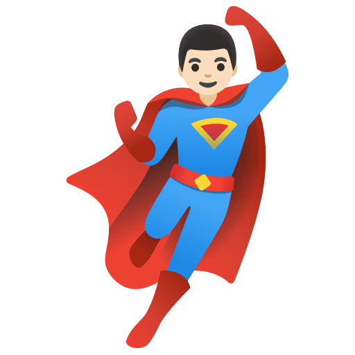 man superhero: light skin tone — Google