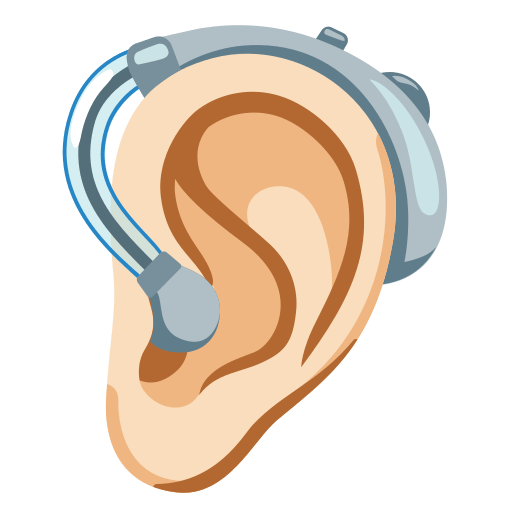 ear with hearing aid: light skin tone — Google