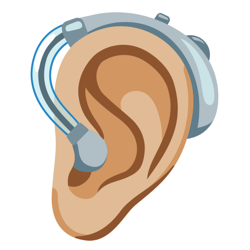 ear with hearing aid: medium-light skin tone — Google