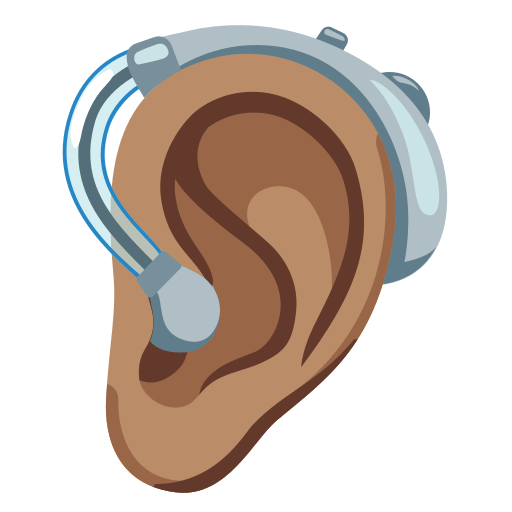 ear with hearing aid: medium skin tone — Google