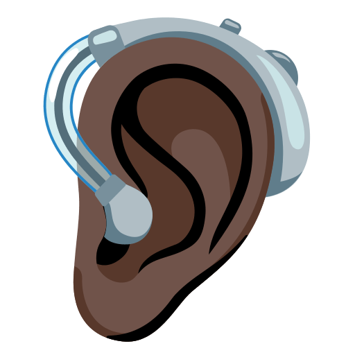 ear with hearing aid: dark skin tone — Google