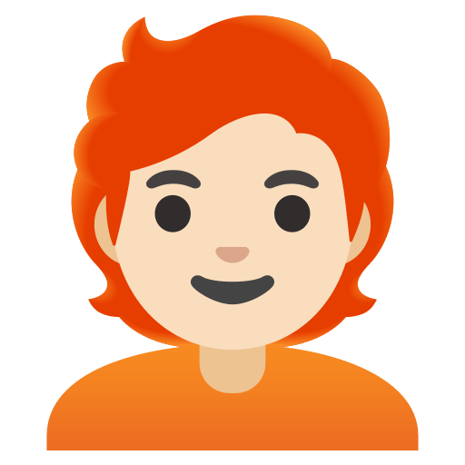 person: light skin tone, red hair — Google