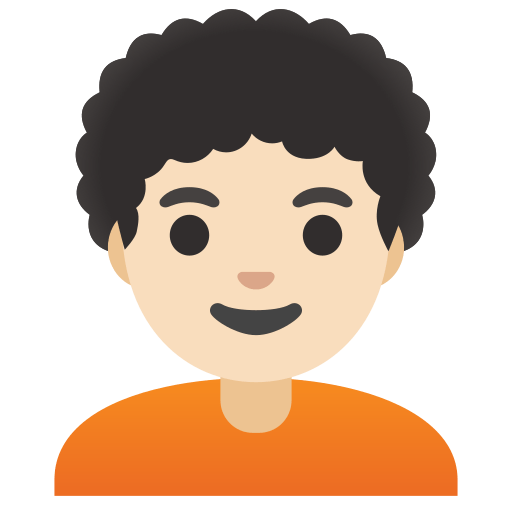 person: light skin tone, curly hair — Google