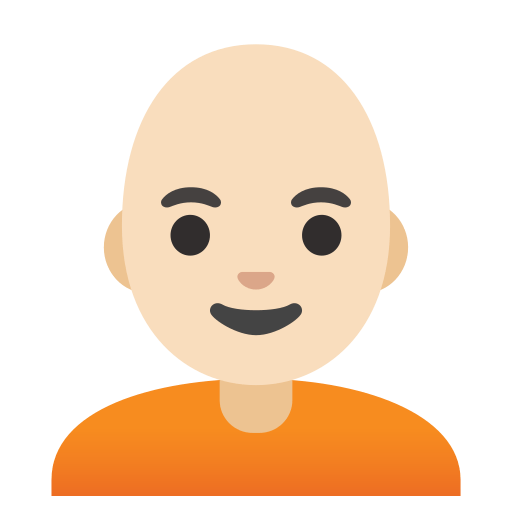 person: light skin tone, bald — Google