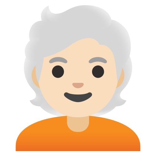 person: light skin tone, white hair — Google