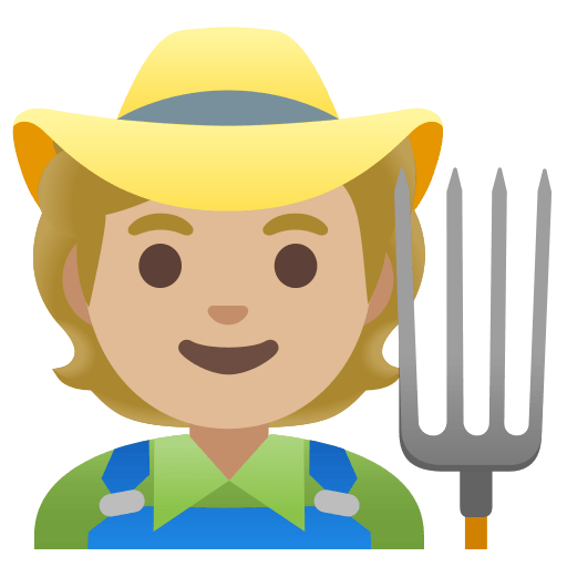 farmer: medium-light skin tone — Google