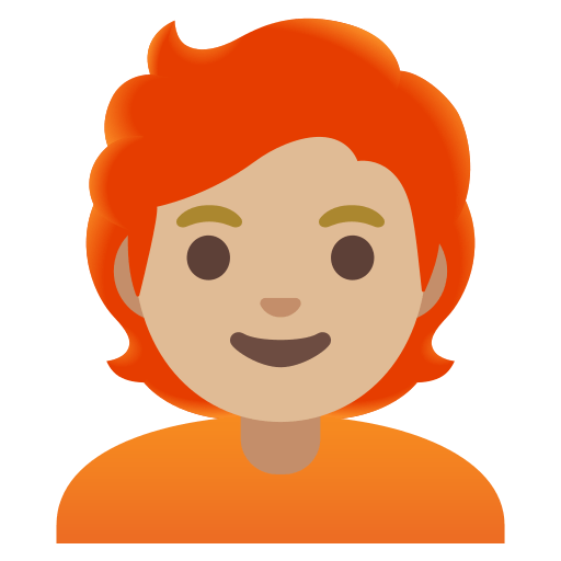 person: medium-light skin tone, red hair — Google