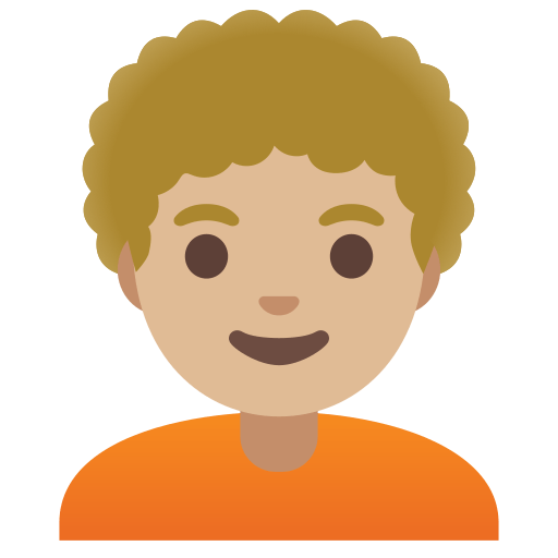 person: medium-light skin tone, curly hair — Google