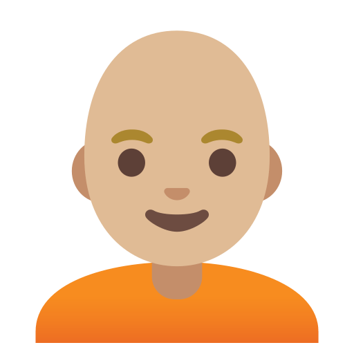 person: medium-light skin tone, bald — Google