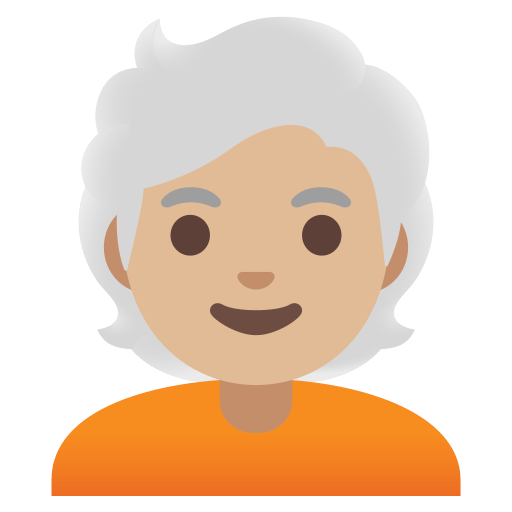 person: medium-light skin tone, white hair — Google