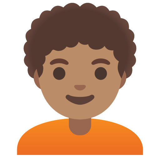 person: medium skin tone, curly hair — Google