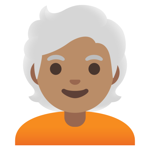 person: medium skin tone, white hair — Google