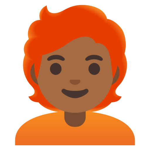 person: medium-dark skin tone, red hair — Google