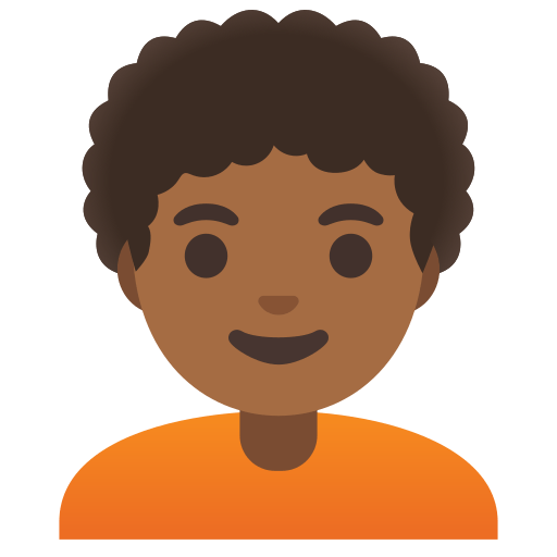 person: medium-dark skin tone, curly hair — Google
