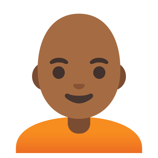 person: medium-dark skin tone, bald — Google